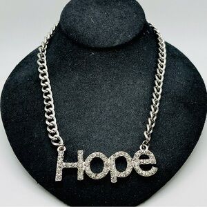 Dazzling Vintage Rhinestone HOPE Pendant Necklace Statement Piece